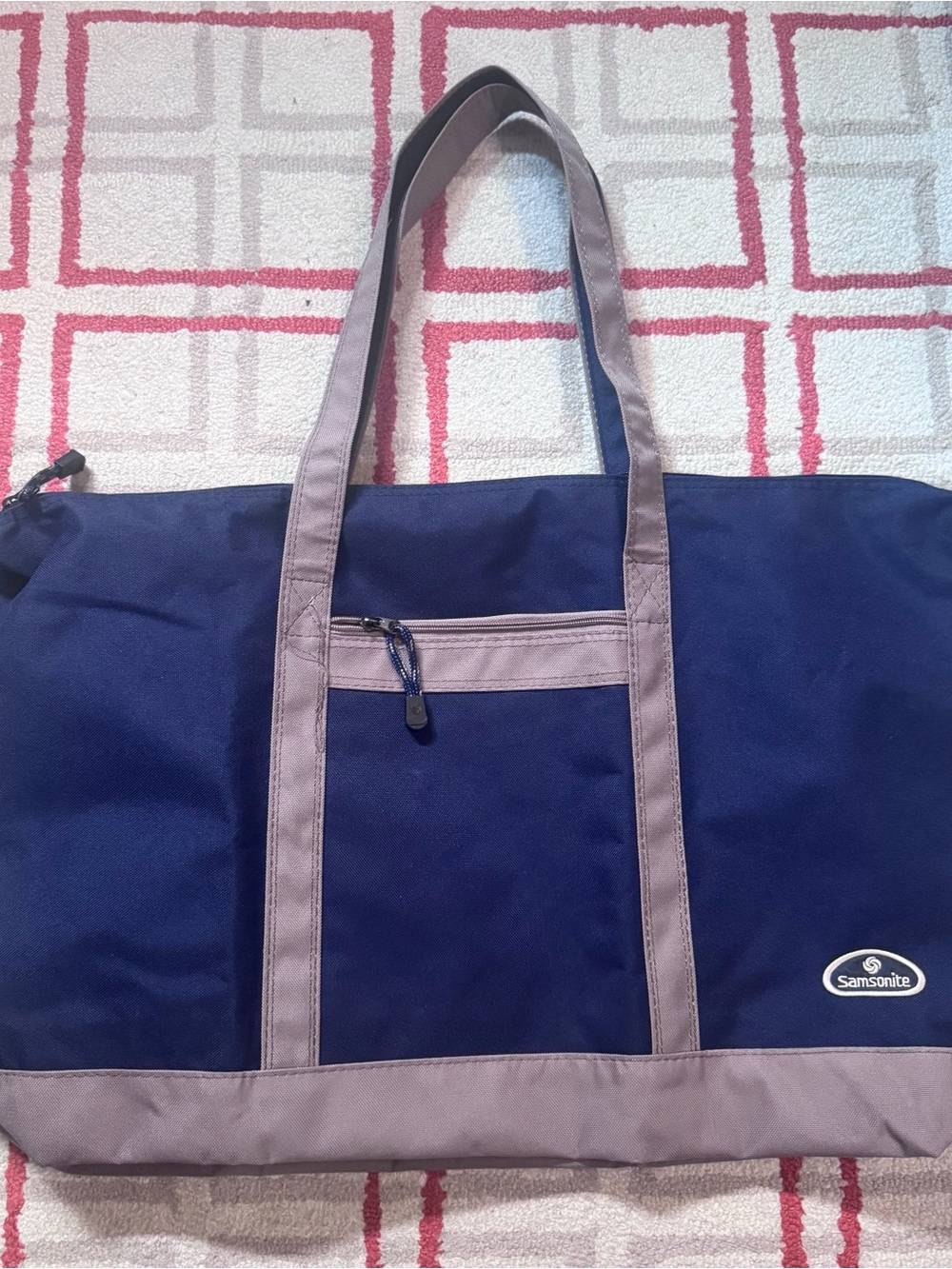Samsonite Navy and Beige Duffel Tote Bag